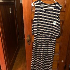 Navy blue stripped maxi dress